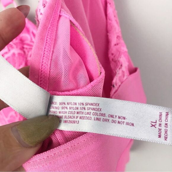 XHILARATION | Neon Pink Lace Triangle Bralette Racerback Cutout Women’s X-Large - Picture 6 of 8